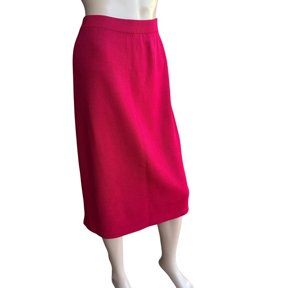 St. John Collection Red & Black Santana Knit Suit Skirt Jkt 12 Skrt 16 - Picture 10 of 16
